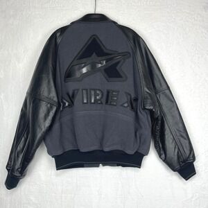 VTG 90s AVIREX Varsity Bomber Jacket Men L Leather Wool Quilted Lined Heavy Read